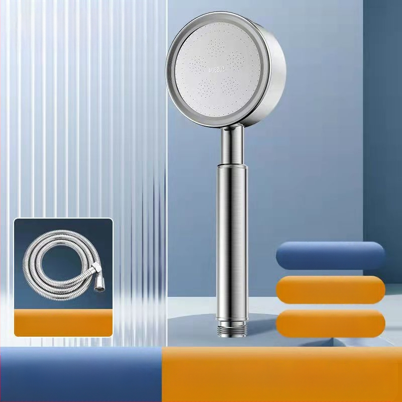 Roostevabast terasest survestatud dušipea, põletus- ja kukkumiskindel, käeshoitav reguleeritav otsik, suur veeväljund, kandilise ülaosaga pihustiga dušikomplekt