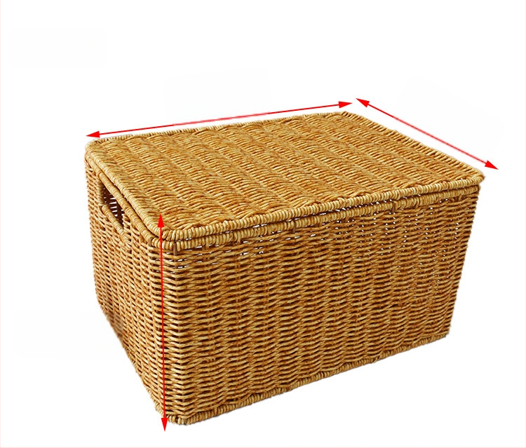 Tárolókosár fedéllel, rattan utánzattal, illeszkedő kosár, nulla élelmiszerkosár, vegyes, dupla fogantyúval, nappali konyha, asztali gyümölcstároló kosár