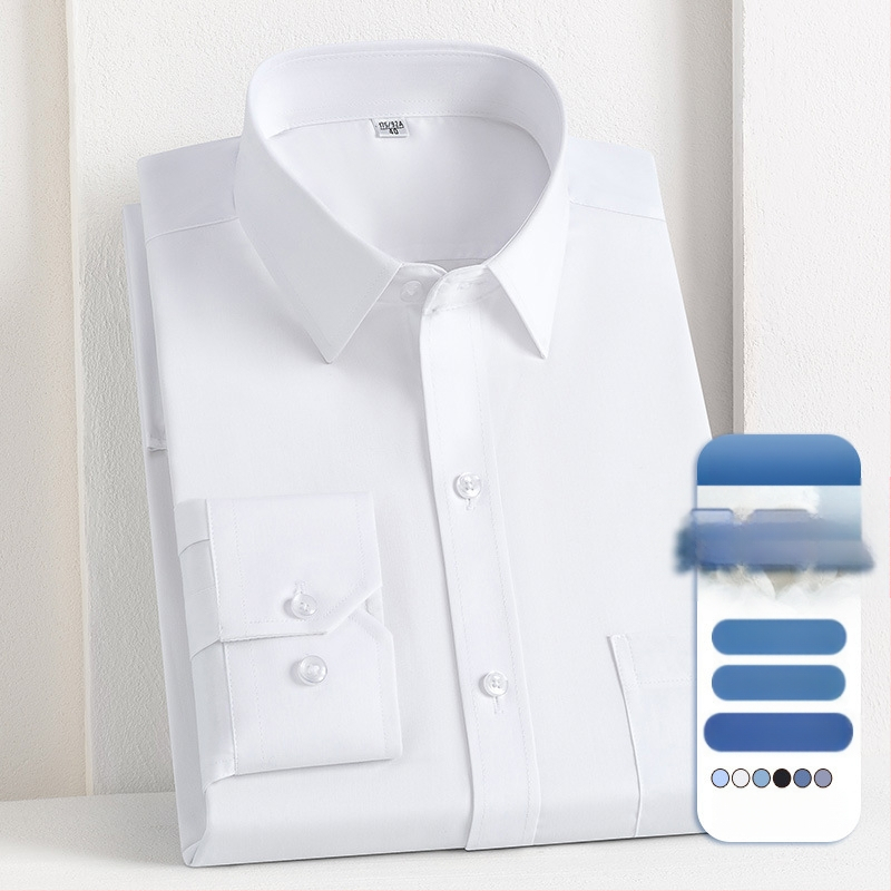 2025 tavaszi és őszi új férfi fiatal és középkorú Lassel üzleti divatos hétköznapi hosszú ujjú ing eper selyemmel