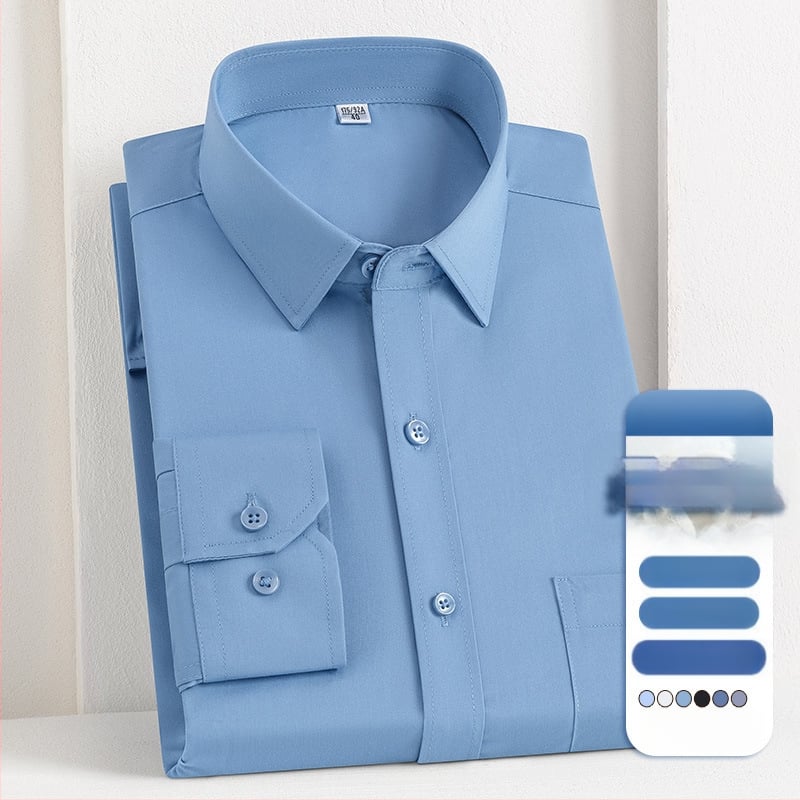 2025 tavaszi és őszi új férfi fiatal és középkorú Lassel üzleti divatos hétköznapi hosszú ujjú ing eper selyemmel