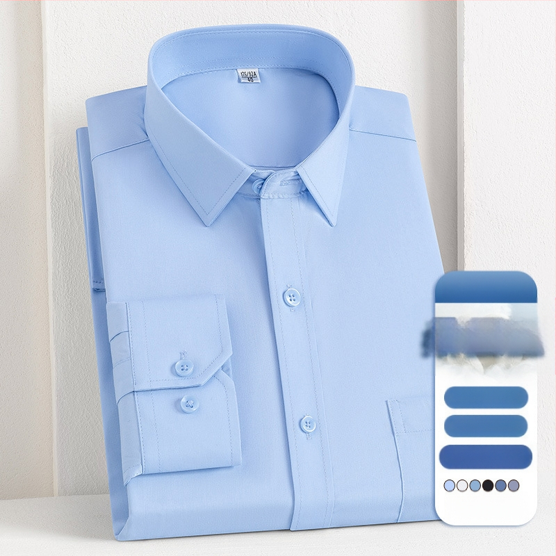 2025 tavaszi és őszi új férfi fiatal és középkorú Lassel üzleti divatos hétköznapi hosszú ujjú ing eper selyemmel