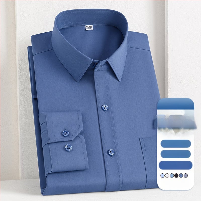 2025 tavaszi és őszi új férfi fiatal és középkorú Lassel üzleti divatos hétköznapi hosszú ujjú ing eper selyemmel