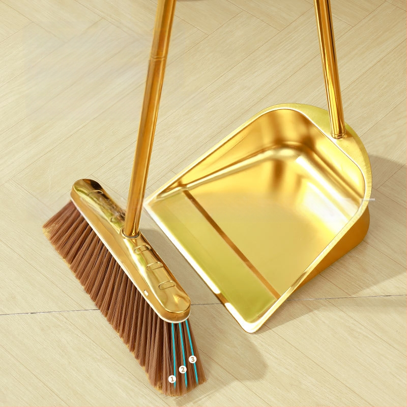 Veleprodaja zadebljane metle od nehrđajućeg čelika za kućanstvo, zlatne lopate za smeće, metle, kombinacije za komercijalne unutarnje i vanjske prostore