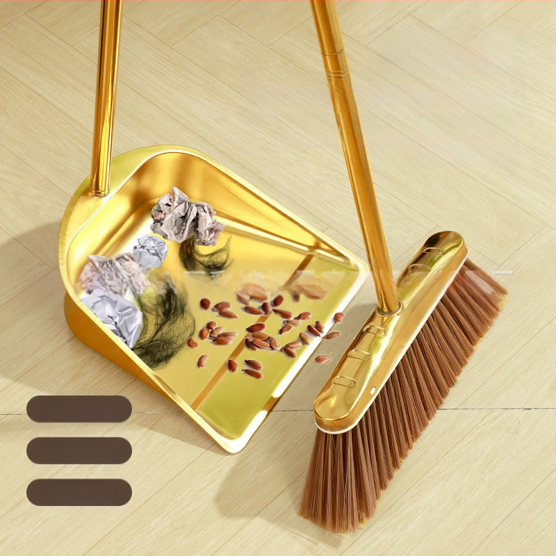 Veleprodaja zadebljane metle od nehrđajućeg čelika za kućanstvo, zlatne lopate za smeće, metle, kombinacije za komercijalne unutarnje i vanjske prostore