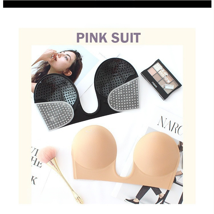 Sügav V-kujuline õhuke ülestõmmatav hingav libisemiskindel pulmakleit spetsiaalne ühes tükis terasest rõngas õmblusteta nähtamatu rinnalapp