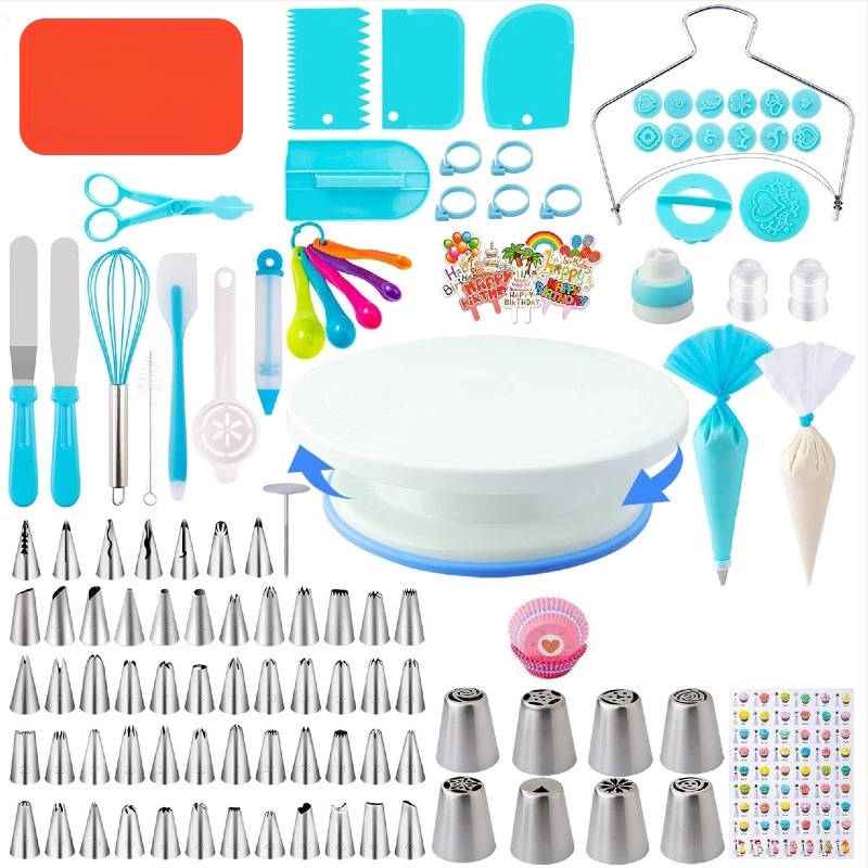 137 dalių tortų karuselės dekoravimo stalas, skirtas įvairiems kraštams, skandinaviško stiliaus kepimo įrankiai, tinka tortų dekoravimo rinkinys