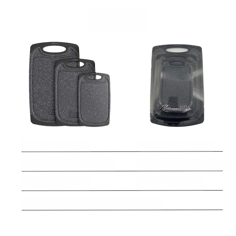 PP plastiko imitacijos marmuro pjaustymo lenta, trijų dalių rinkinys, virtuvės ir mėsos pjaustymo lentos