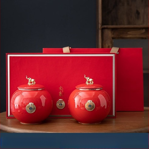 Jixiang kerámia teáskanna ajándék teásdoboz tea lezárt kanna zöld tea Jin Junmei Lichuan piros üres ajándékdoboz ébresztő teáskanna