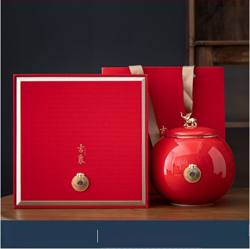 Jixiang kerámia teáskanna ajándék teásdoboz tea lezárt kanna zöld tea Jin Junmei Lichuan piros üres ajándékdoboz ébresztő teáskanna