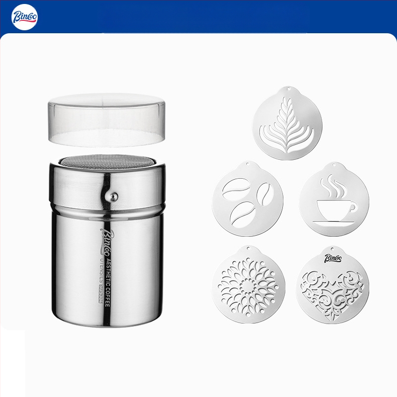 Bincoo kávépor szórófej Matcha por kakaópor cukorpor szűrőpatron 304 por szórófej művirág húzóforma