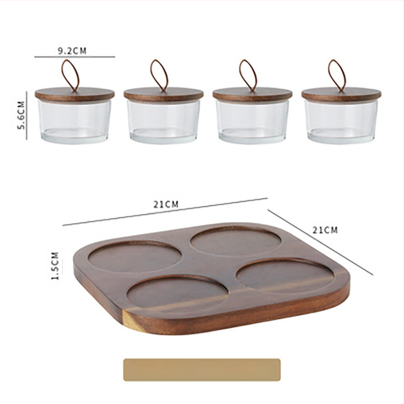 Stiklinis medinis dangtelis vaisių lėkštei komercinis užkandžių užkandžių užkandžių lėkštė baras vonios pėdų klubas KTV desertų padėklas