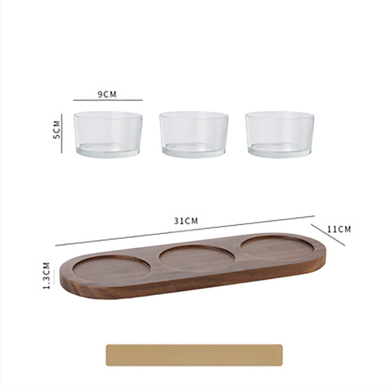 Stiklinis medinis dangtelis vaisių lėkštei komercinis užkandžių užkandžių užkandžių lėkštė baras vonios pėdų klubas KTV desertų padėklas