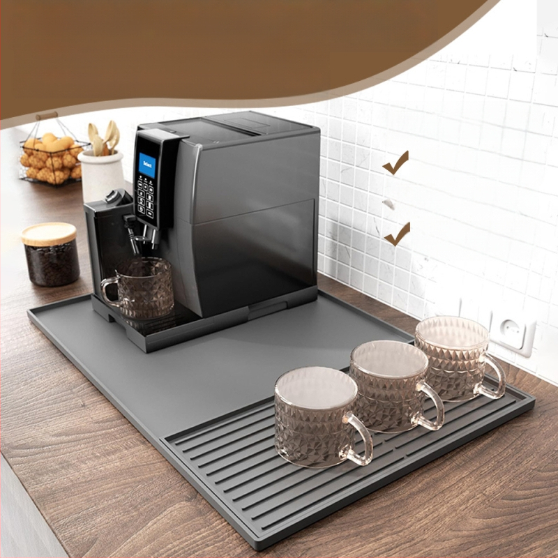 Tarpvalstybinis silikoninis kavos aparato apsauginis kilimėlis, kvadratinis, dvigubo sluoksnio virtuvės indai, paprastas daugiafunkcis valgomojo stalas, nuimamas padėklas