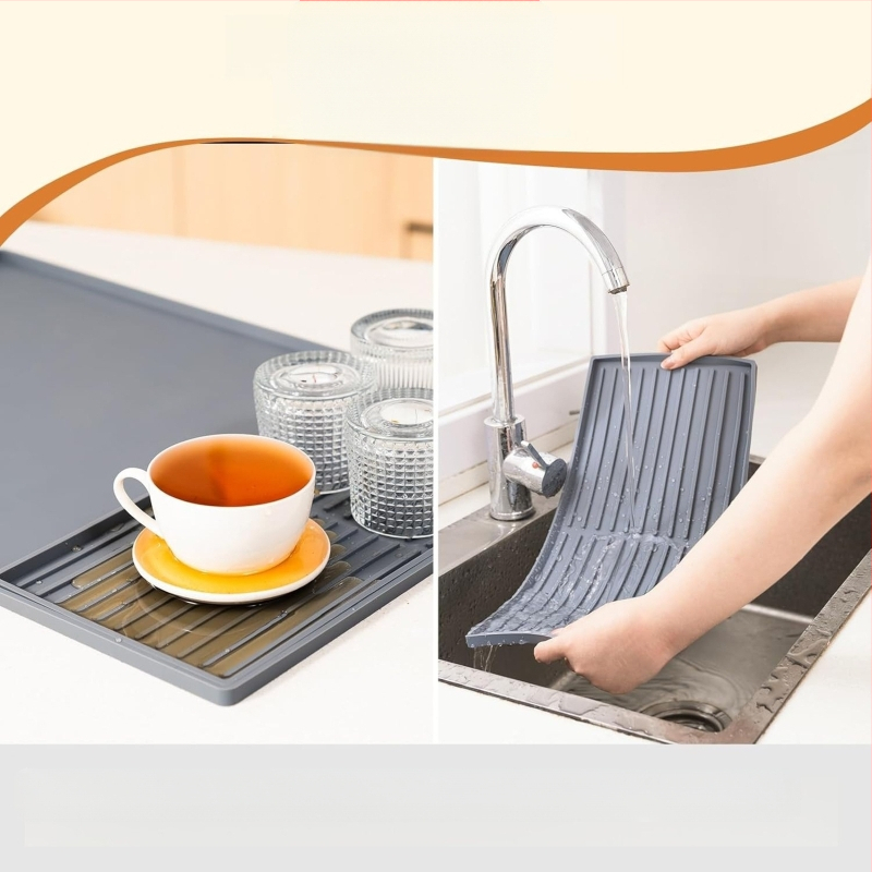 Tarpvalstybinis silikoninis kavos aparato apsauginis kilimėlis, kvadratinis, dvigubo sluoksnio virtuvės indai, paprastas daugiafunkcis valgomojo stalas, nuimamas padėklas