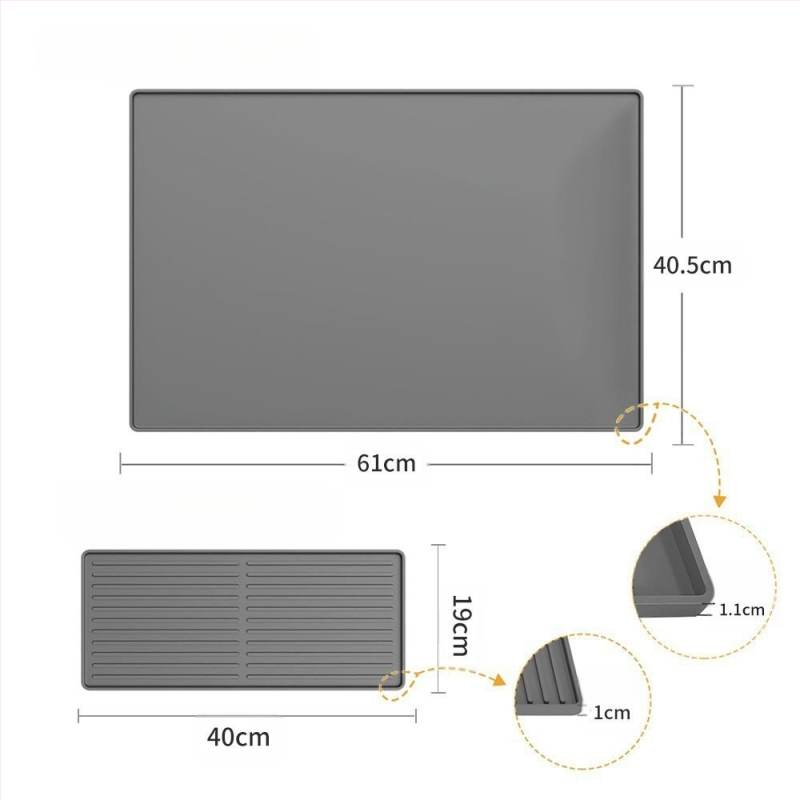 Tarpvalstybinis silikoninis kavos aparato apsauginis kilimėlis, kvadratinis, dvigubo sluoksnio virtuvės indai, paprastas daugiafunkcis valgomojo stalas, nuimamas padėklas