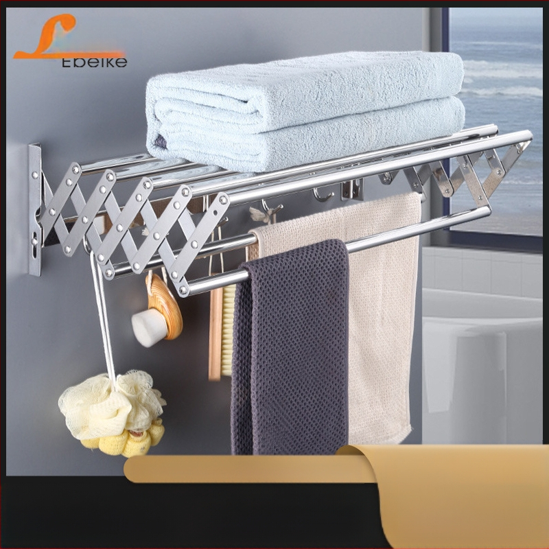 Roostevabast terasest sissetõmmatav käterätikuivati ilma augustamiseta rõdule, riiete kuivatusrest, vannitoale, veniv kokkupandav käterätikuivati