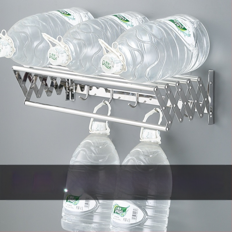 Roostevabast terasest sissetõmmatav käterätikuivati ilma augustamiseta rõdule, riiete kuivatusrest, vannitoale, veniv kokkupandav käterätikuivati