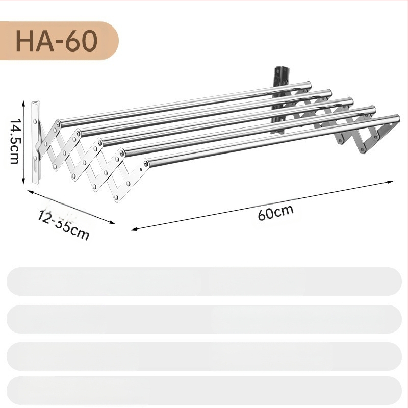 Roostevabast terasest sissetõmmatav käterätikuivati ilma augustamiseta rõdule, riiete kuivatusrest, vannitoale, veniv kokkupandav käterätikuivati