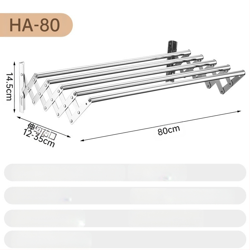 Roostevabast terasest sissetõmmatav käterätikuivati ilma augustamiseta rõdule, riiete kuivatusrest, vannitoale, veniv kokkupandav käterätikuivati
