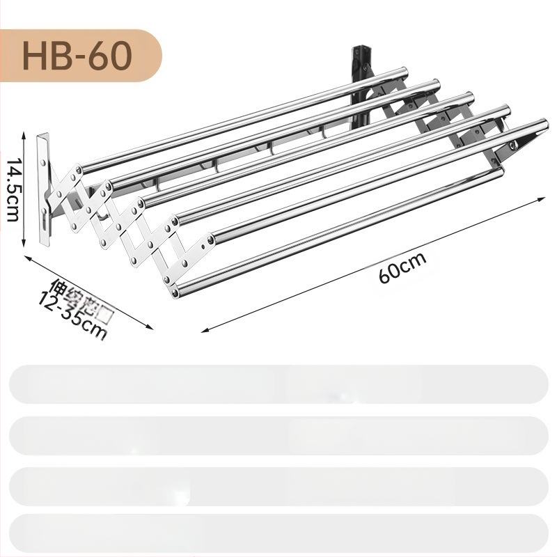 Roostevabast terasest sissetõmmatav käterätikuivati ilma augustamiseta rõdule, riiete kuivatusrest, vannitoale, veniv kokkupandav käterätikuivati