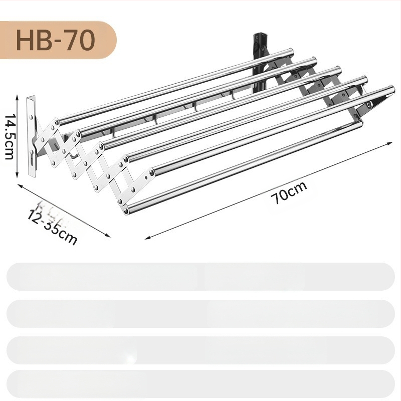 Roostevabast terasest sissetõmmatav käterätikuivati ilma augustamiseta rõdule, riiete kuivatusrest, vannitoale, veniv kokkupandav käterätikuivati