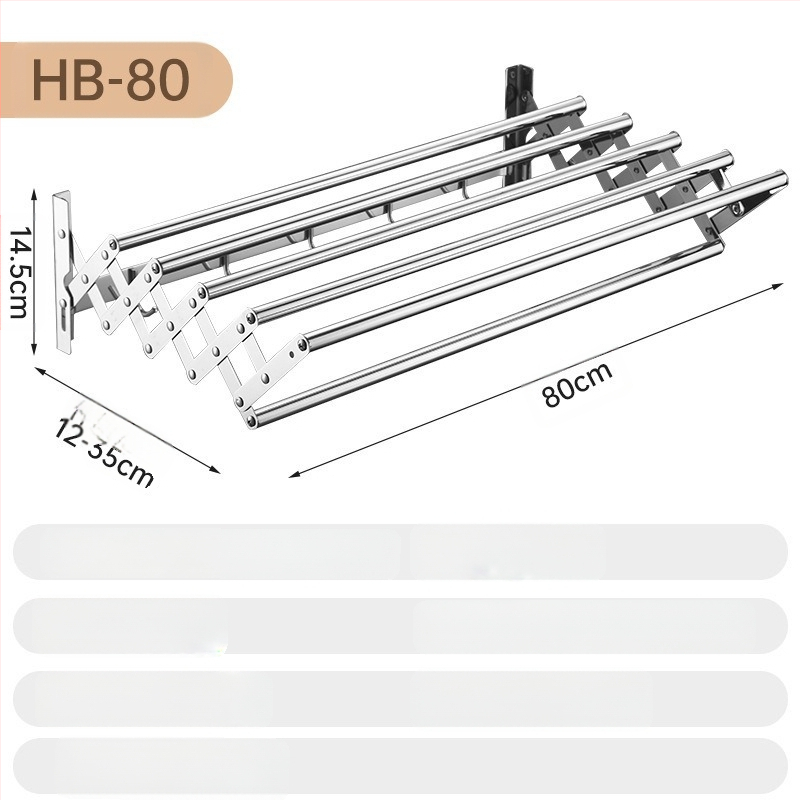 Roostevabast terasest sissetõmmatav käterätikuivati ilma augustamiseta rõdule, riiete kuivatusrest, vannitoale, veniv kokkupandav käterätikuivati