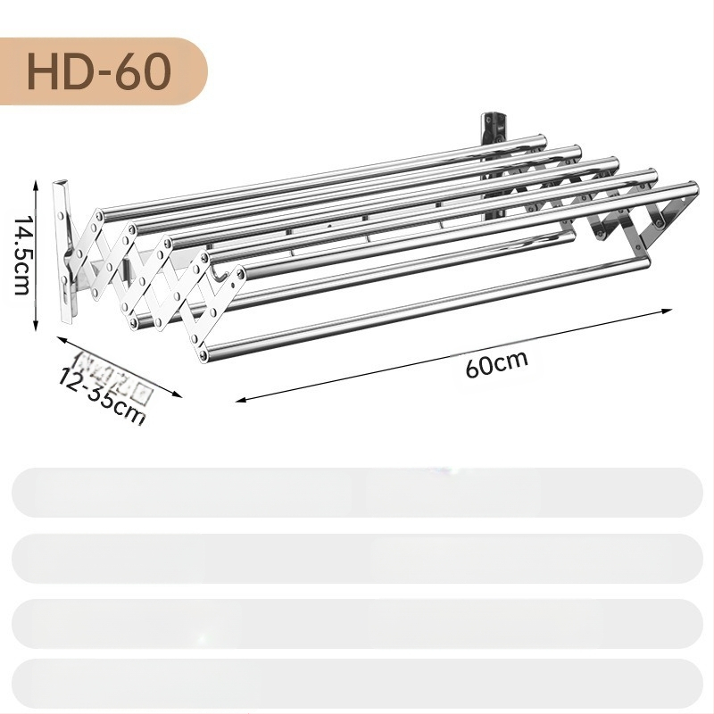 Roostevabast terasest sissetõmmatav käterätikuivati ilma augustamiseta rõdule, riiete kuivatusrest, vannitoale, veniv kokkupandav käterätikuivati