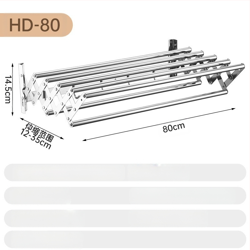 Roostevabast terasest sissetõmmatav käterätikuivati ilma augustamiseta rõdule, riiete kuivatusrest, vannitoale, veniv kokkupandav käterätikuivati