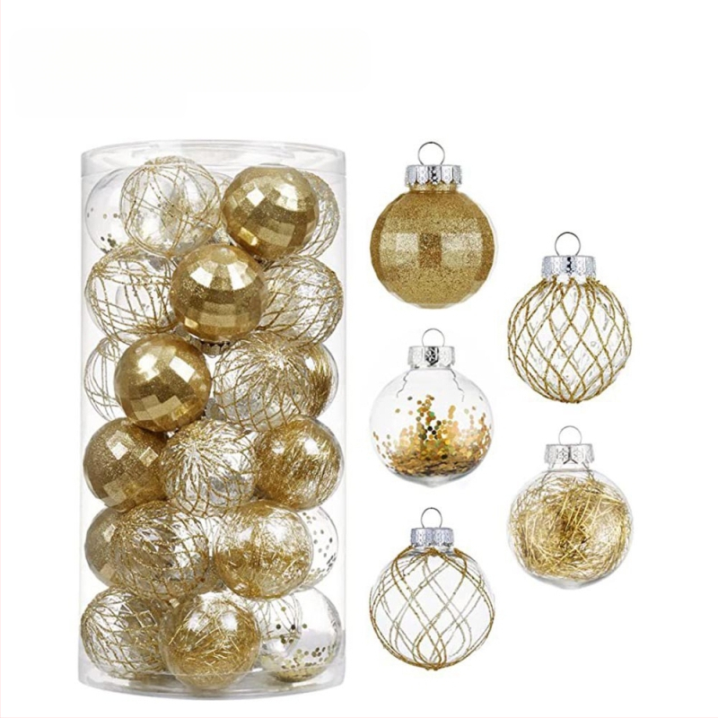 „Amazon“ karšto pardavimo 6 cm 30 vnt. permatomo rutulio plastikinis naminių gyvūnėlių permatomas rutulys kalėdinė dekoracija kalėdinis rutulys didmeninė prekyba