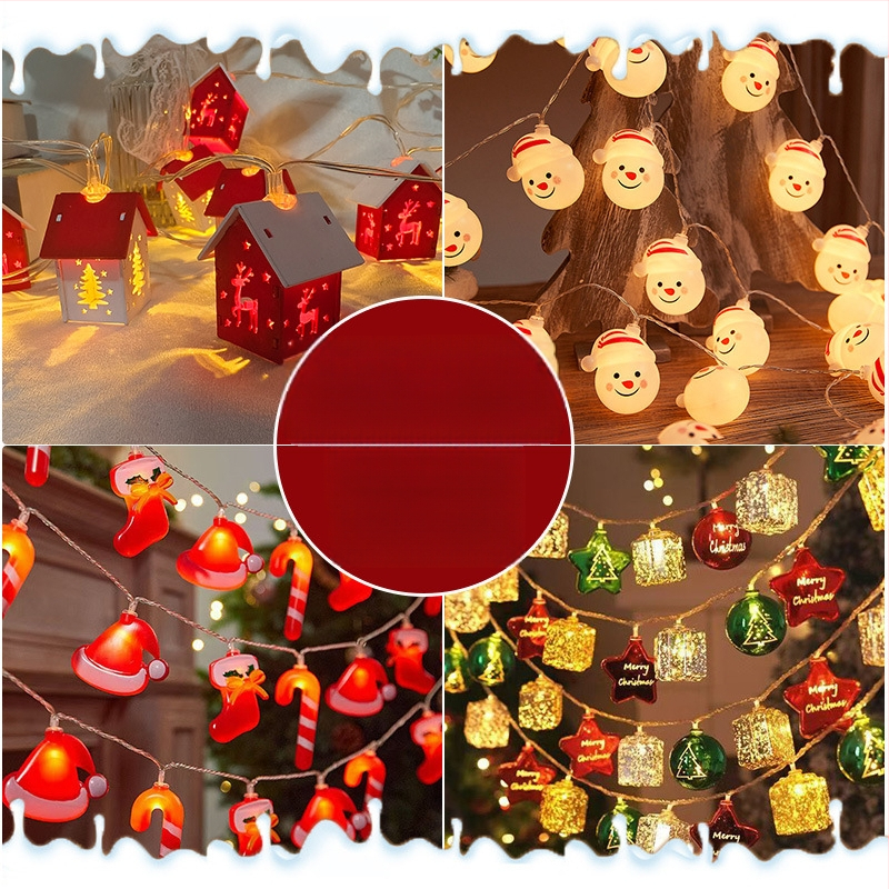 Kalėdinis medinis namelis LED šviesų girlianda Kalėdų eglutės puošmena šventinei atmosferai langų dekoravimas spalvota šviesų girlianda