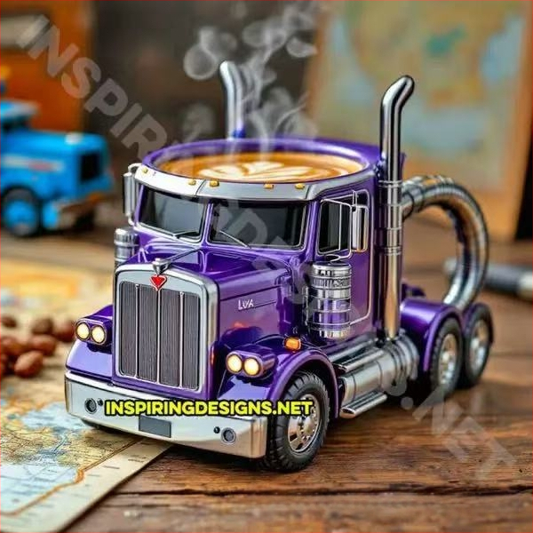 Határokon átnyúló új, európai stílusú, kézzel készített teherautó kávéscsésze gyantából készült kézműves asztali autódíszek fejlett érzékkel