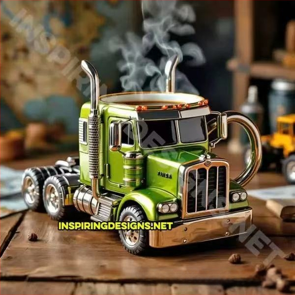 Határokon átnyúló új, európai stílusú, kézzel készített teherautó kávéscsésze gyantából készült kézműves asztali autódíszek fejlett érzékkel