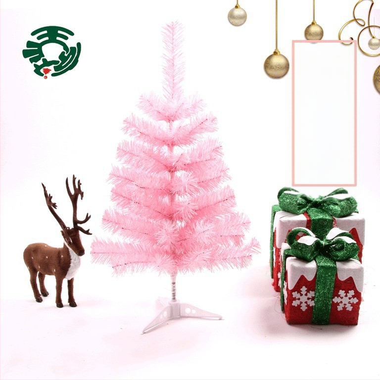 Διακοσμητικό παράθυρο για το παράθυρο της επιφάνειας εργασίας, νέο μίνι χριστουγεννιάτικο δέντρο με ροζ μυτερό χιόνι 30εκ.