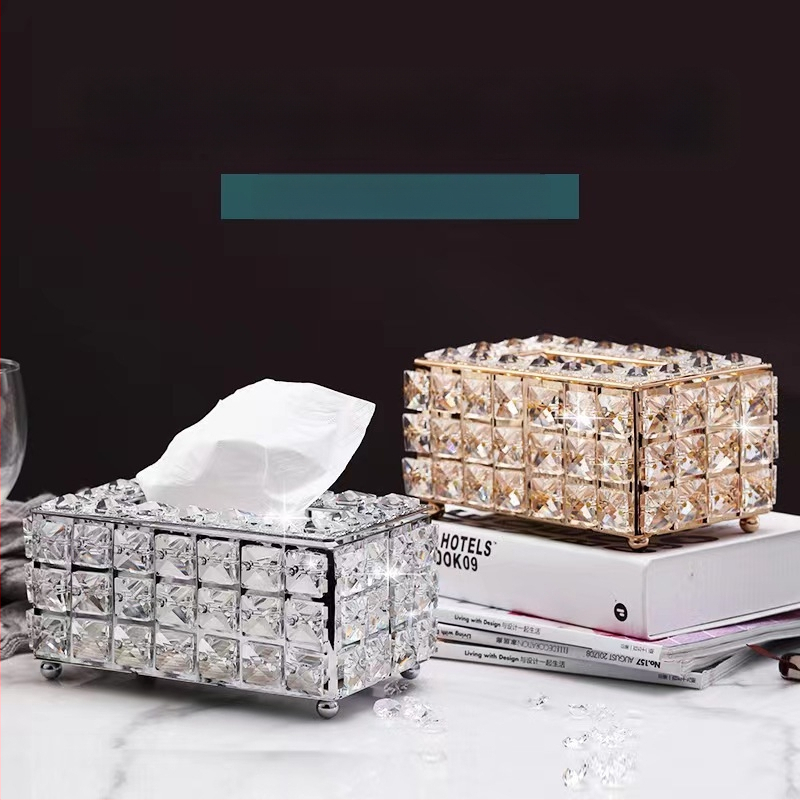Gyári közvetlen szállítású európai kristály papírzsebkendő-doboz nappali otthon kreatív fény luxus papírzsebkendő-doboz étkezőasztal papírzsebkendő-doboz