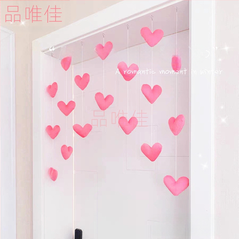 Populiarios durų užuolaidos, meilės durų užuolaidos, pertvaros, kabančios užuolaidos, mergaitiškos širdelės, korėjietiško stiliaus mielos rožinės persikinės širdelės