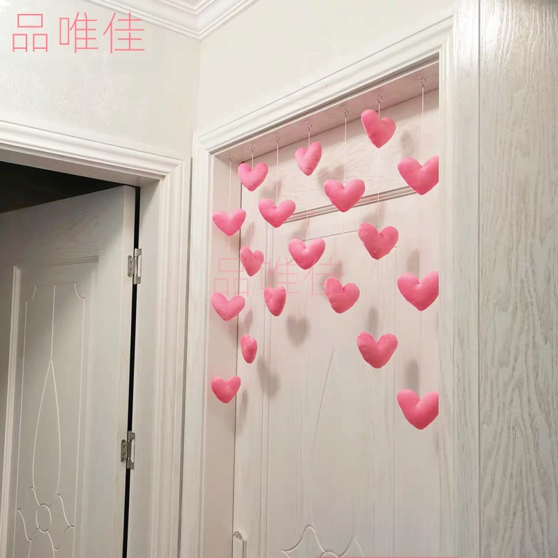 Populiarios durų užuolaidos, meilės durų užuolaidos, pertvaros, kabančios užuolaidos, mergaitiškos širdelės, korėjietiško stiliaus mielos rožinės persikinės širdelės