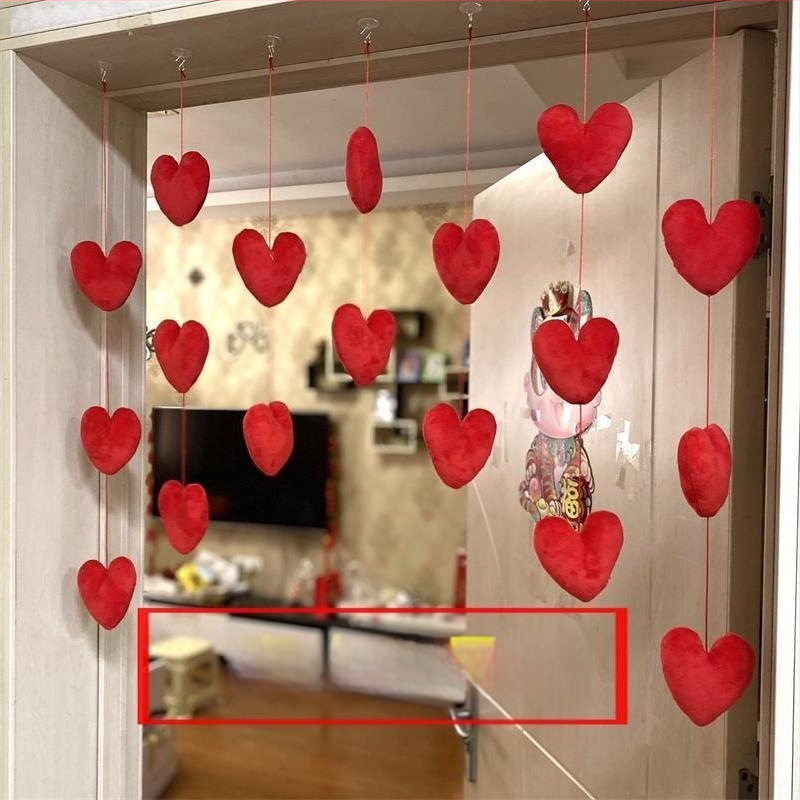 Populiarios durų užuolaidos, meilės durų užuolaidos, pertvaros, kabančios užuolaidos, mergaitiškos širdelės, korėjietiško stiliaus mielos rožinės persikinės širdelės