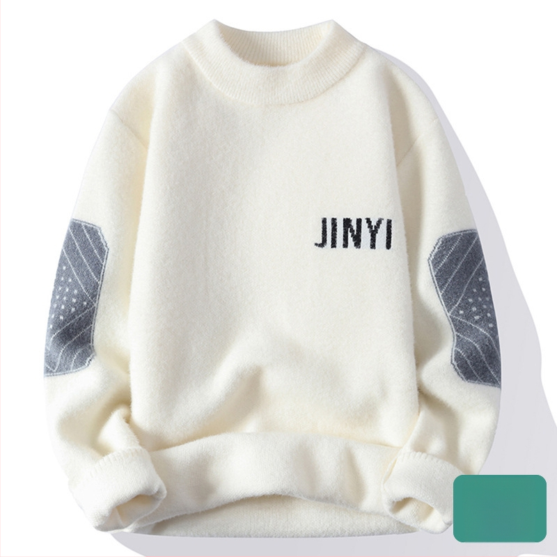 Férfi őszi-téli páros pulóver, meleg, semleges stílusú, garbós, puha, viaszos talpú pulóver