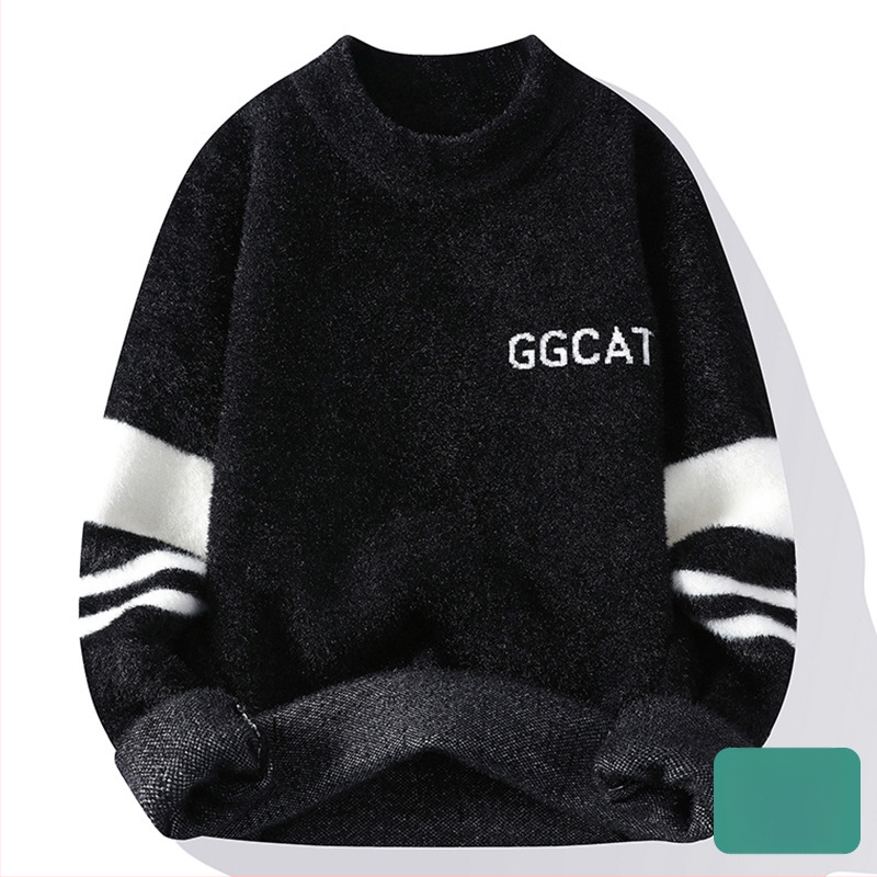 Férfi őszi-téli páros pulóver, meleg, semleges stílusú, garbós, puha, viaszos talpú pulóver