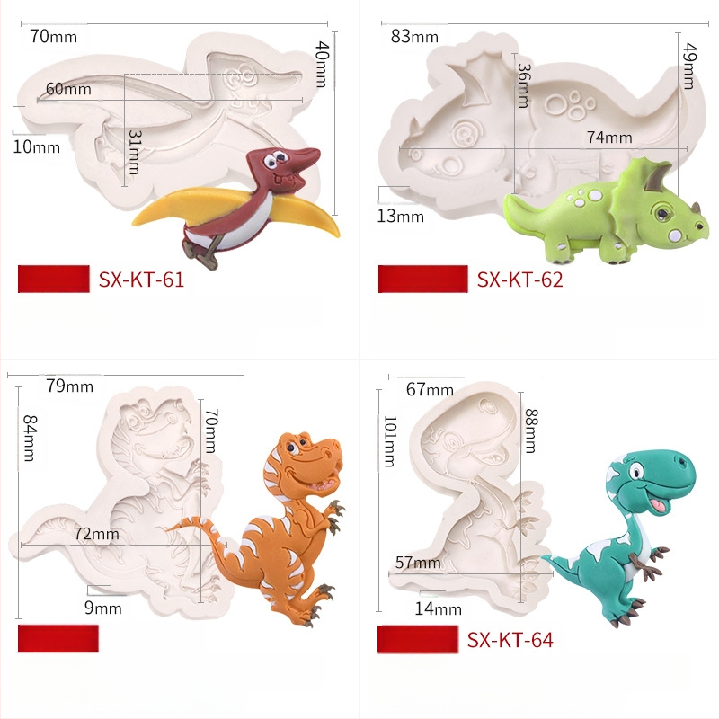 Misong húsvéti dinoszaurusz szilikon forma barkács rajzfilm állatos flip cukorcsokoládé torta dekorációs malom