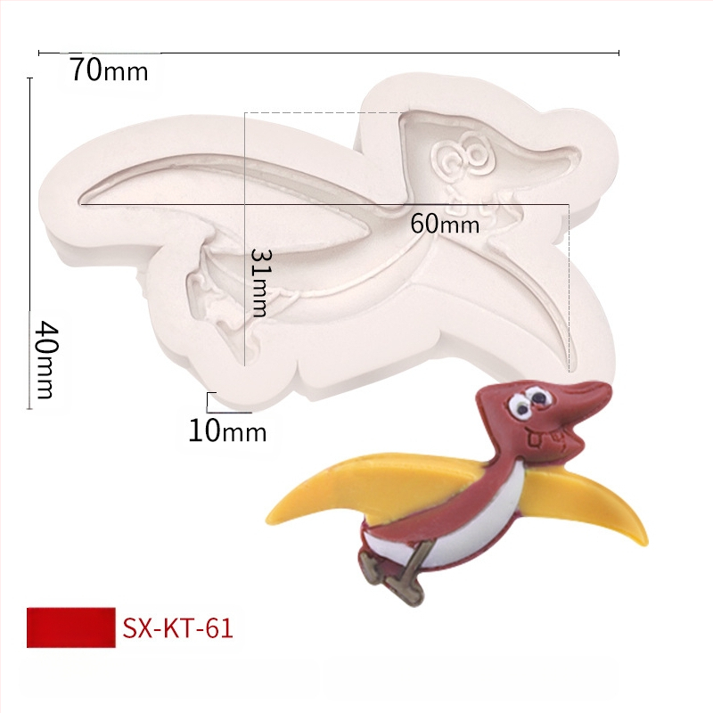 Misong húsvéti dinoszaurusz szilikon forma barkács rajzfilm állatos flip cukorcsokoládé torta dekorációs malom