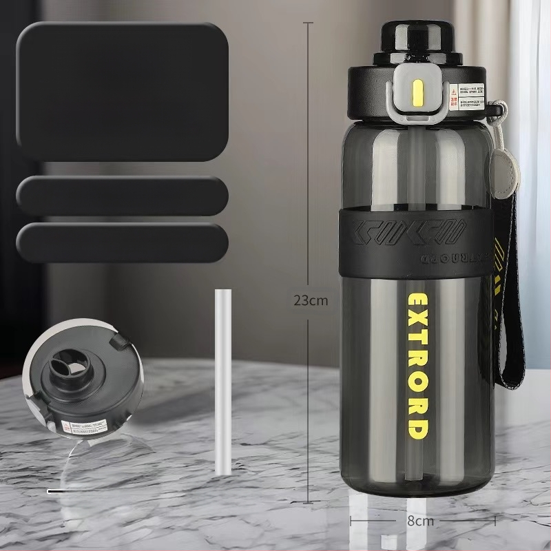 2025. gada lielas ietilpības fitnesa sporta ūdens krūze, liela, lielas ietilpības plastmasas salmu krūze, āra ceļojumu plastmasas krūze, pielāgota