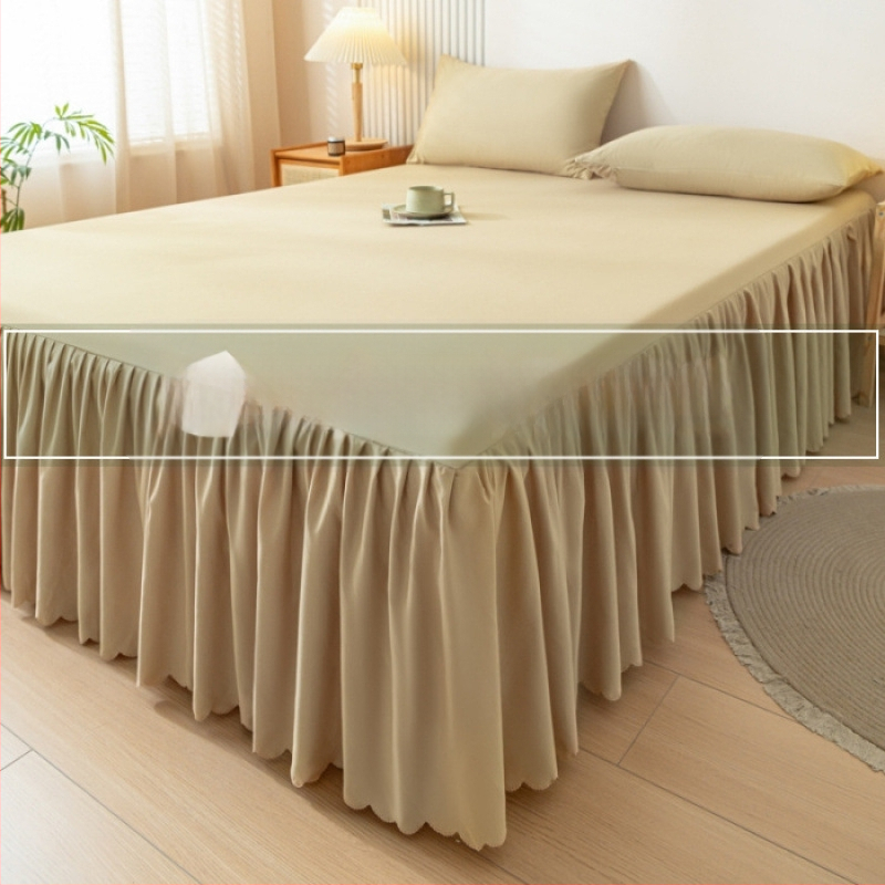 Korėjietiško stiliaus lovos sijonas, vientisas lovos užtiesalas, lovos užtiesalo apsauginis užvalkalas, neslystantis, vienspalvis paklodė, trijų dalių lovos sijonas, princesės stiliaus