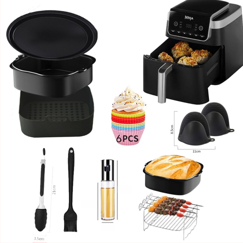 Ninja AF180 gaisa fritierim ar 9 daļu aksesuāru rokturi, grozu picai, grilam, gaisa fritierim AF300