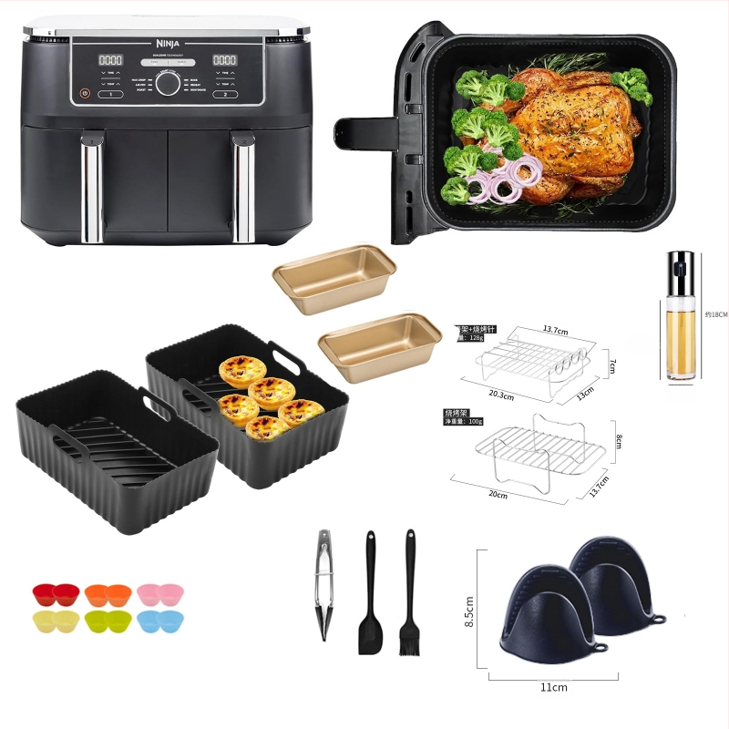 Ninja AF180 õhufritüür, 9-osaline lisatarvikutega käepidemega korv, pitsagrill, õhufritüür AF300