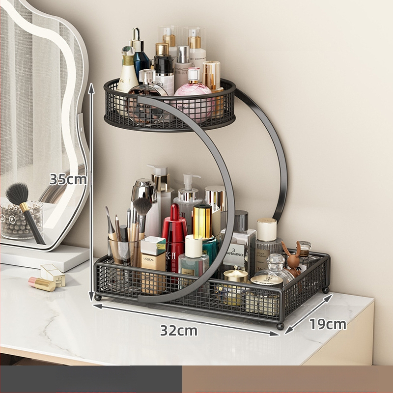 Kozmetikai tárolódoboz, Fésülködőasztal tárolóállvány, Fürdőszobai mosdópolc, Asztali rúzs és bőrápolási termék tárolóállvány