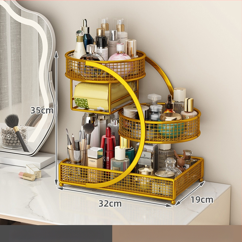 Kozmetikai tárolódoboz, Fésülködőasztal tárolóállvány, Fürdőszobai mosdópolc, Asztali rúzs és bőrápolási termék tárolóállvány