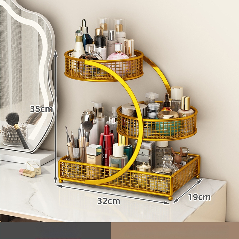 Kozmetikai tárolódoboz, Fésülködőasztal tárolóállvány, Fürdőszobai mosdópolc, Asztali rúzs és bőrápolási termék tárolóállvány