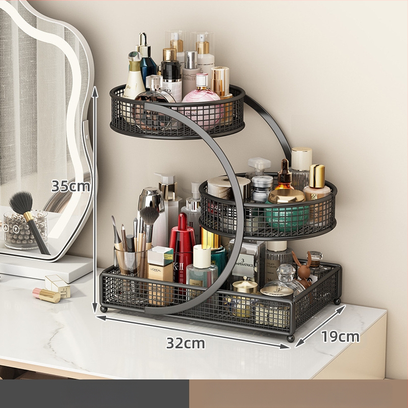 Kozmetikai tárolódoboz, Fésülködőasztal tárolóállvány, Fürdőszobai mosdópolc, Asztali rúzs és bőrápolási termék tárolóállvány