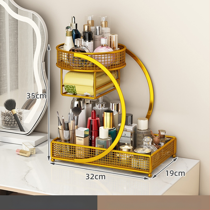 Kozmetikai tárolódoboz, Fésülködőasztal tárolóállvány, Fürdőszobai mosdópolc, Asztali rúzs és bőrápolási termék tárolóállvány